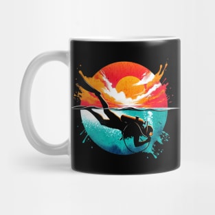 Scuba Diver Sunset Design Mug